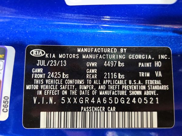 2013 KIA OPTIMA SX — VINS