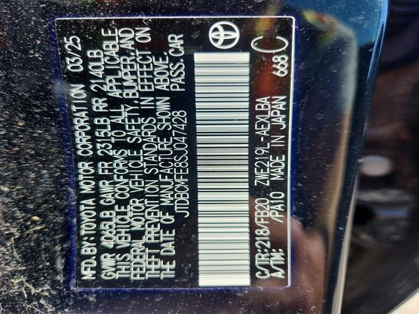2025 TOYOTA COROLLA LE, XLE, SE — VINS