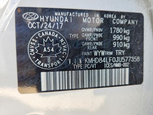 2018 HYUNDAI ELANTRA — VINS