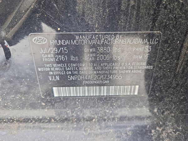 2016 HYUNDAI ELANTRA — VINS