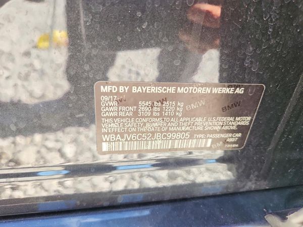 2018 BMW 640 xDrive GT — VINS