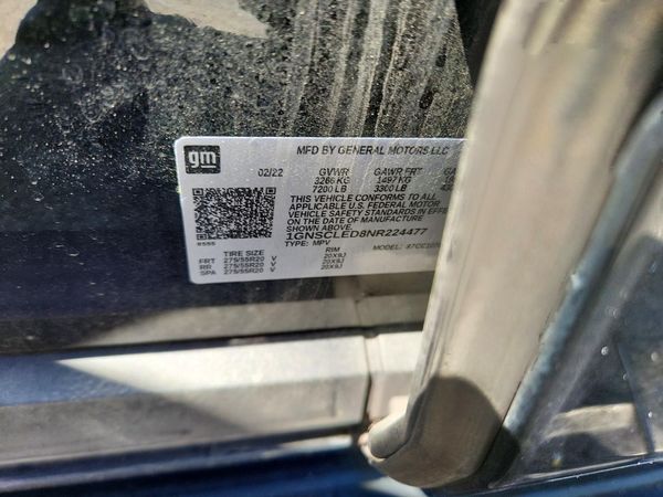 2022 CHEVROLET TAHOE FL — VINS