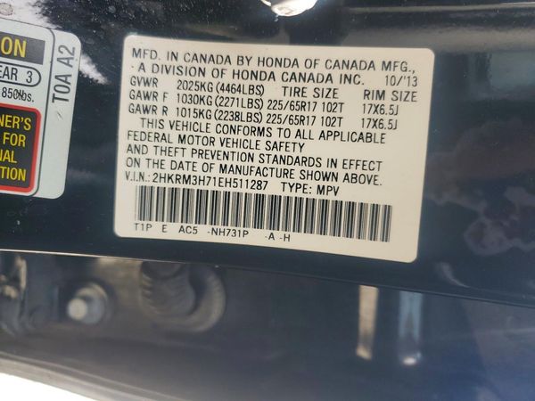 2014 HONDA CRV EX-L — VINS