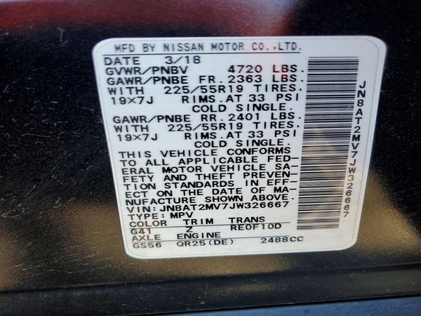 2018 NISSAN ROGUE — VINS