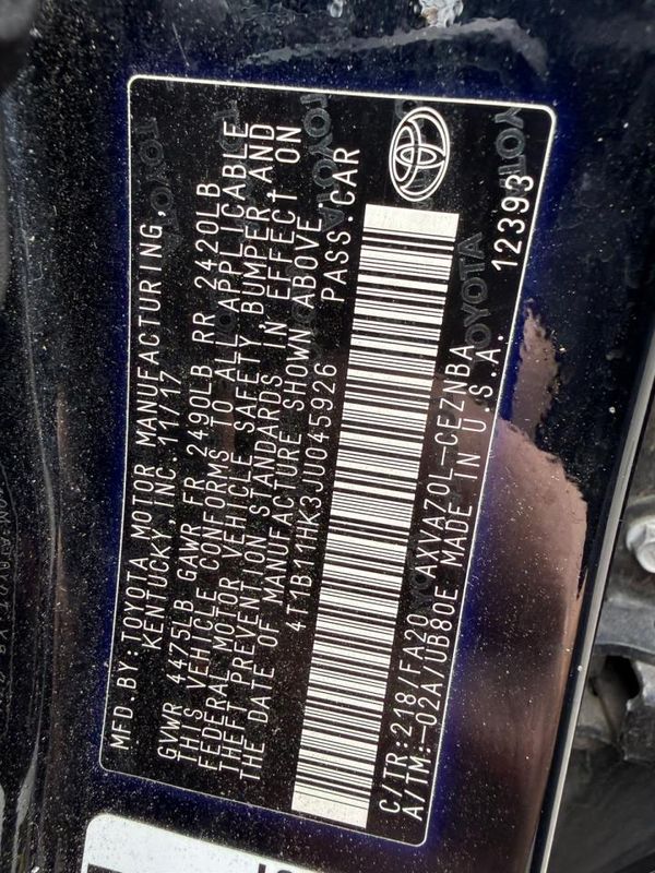 2018 TOYOTA CAMRY L/LE/SE/XLE