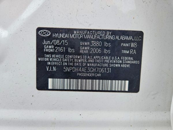 2016 HYUNDAI ELANTRA — VINS