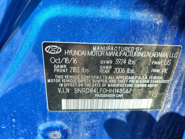 2017 HYUNDAI ELANTRA — VINS