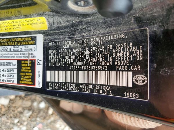 2014 TOYOTA CAMRY — VINS