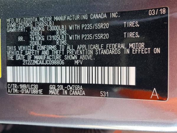 2018 LEXUS RX 350 350/350 F Sport — VINS