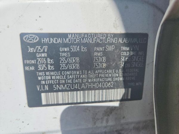 2017 HYUNDAI SANTA FE — VINS