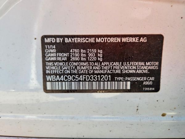 2015 BMW 4 SERIES xDrive GC — VINS