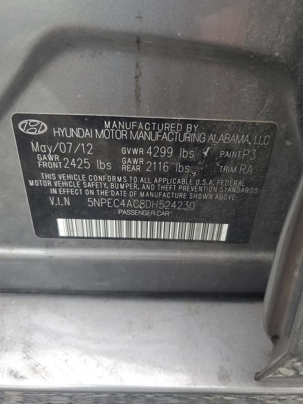 2013 HYUNDAI SONATA — VINS