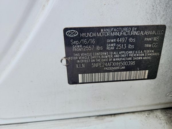 2017 HYUNDAI SONATA SE, Eco — VINS