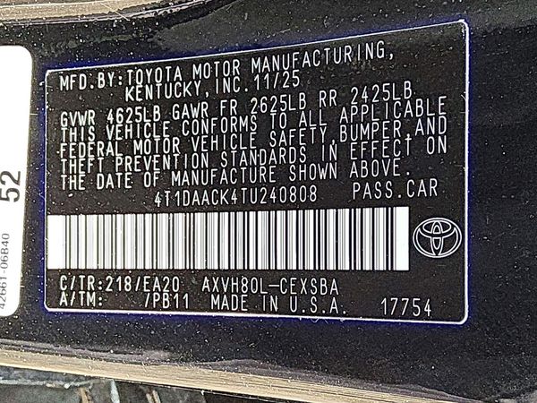 2026 TOYOTA CAMRY — VINS
