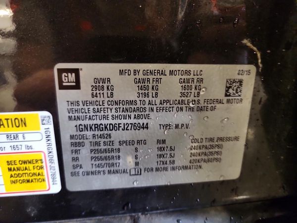 2015 CHEVROLET TRAVERSE 1LT — VINS