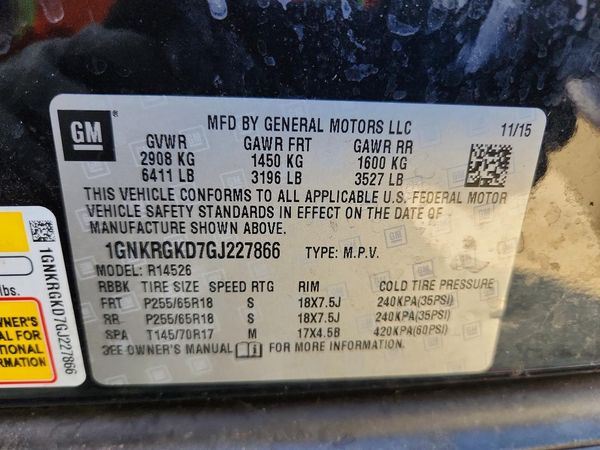 2016 CHEVROLET TRAVERSE 1LT — VINS