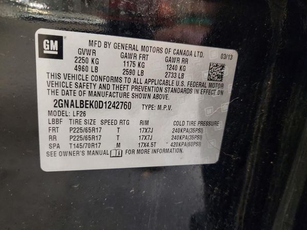 2013 CHEVROLET EQUINOX LS — VINS