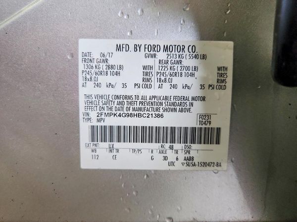 2017 FORD EDGE SE — VINS