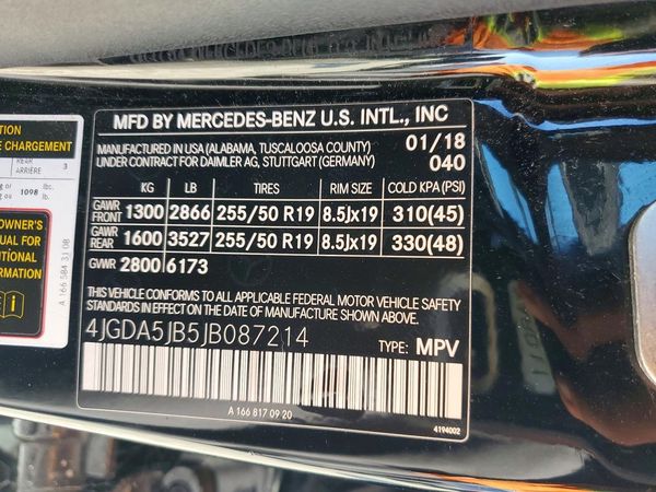 2018 MERCEDES-BENZ GLE GLE350 — VINS