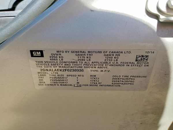 2015 CHEVROLET EQUINOX LS — VINS