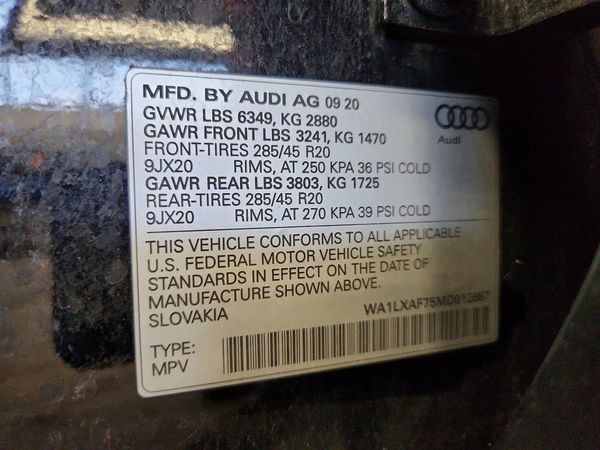 2021 AUDI Q7 quattro Premium Plus — VINS