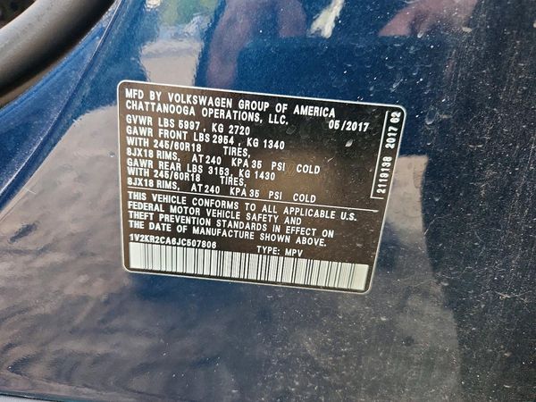2018 VOLKSWAGEN ATLAS 4Motion SE — VINS