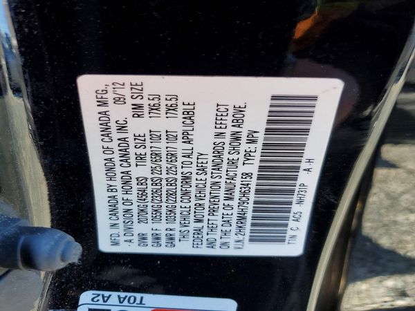 2012 HONDA CRV EX-L — VINS