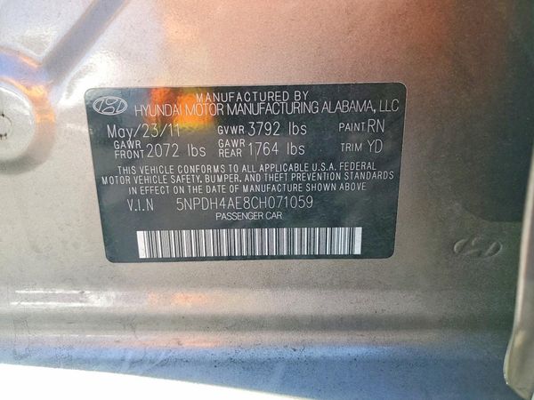 2012 HYUNDAI ELANTRA GLS(Middle grade) — VINS