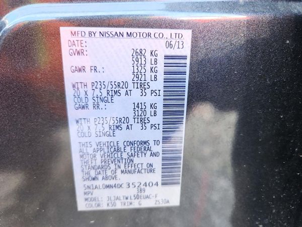 2013 INFINITI JX35 — VINS