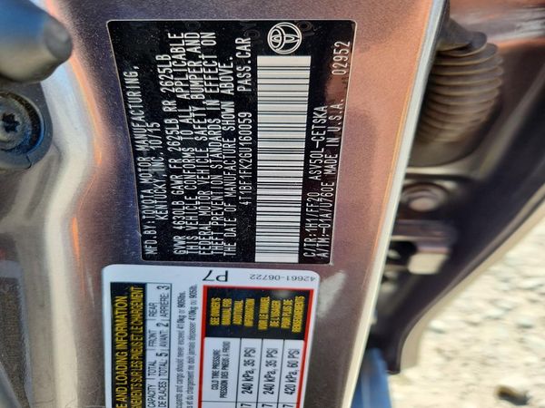 2016 TOYOTA CAMRY — VINS