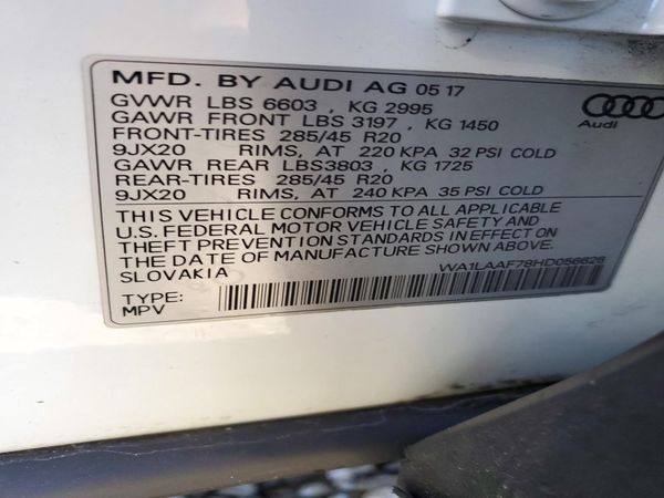 2017 AUDI Q7 quattro Premium Plus — VINS