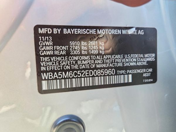 2014 BMW 550 GT — VINS