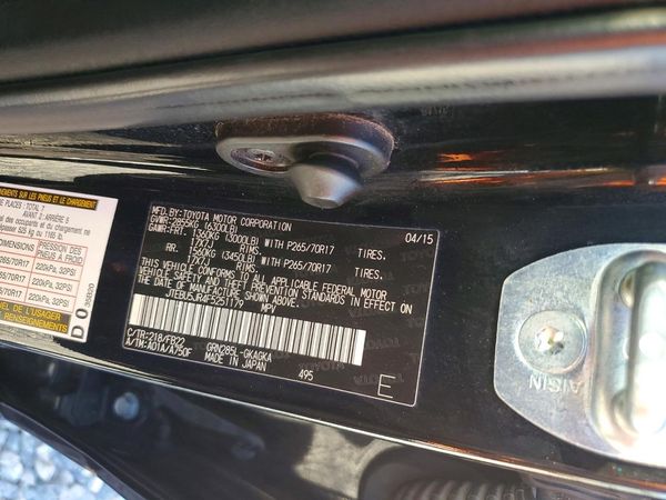 2015 TOYOTA 4RUNNER Base Grade — VINS