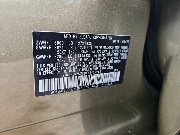 2022 SUBARU ASCENT Limited 7 — VINS