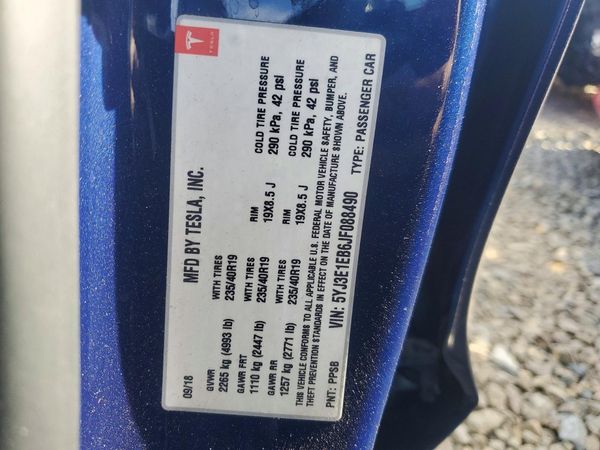 2018 TESLA MODEL 3 — VINS