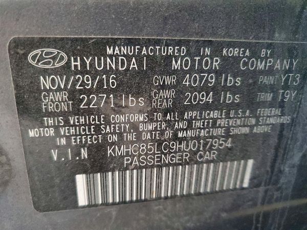 2017 HYUNDAI IONIQ SEL — VINS