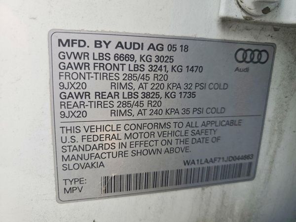 2018 AUDI Q7 quattro Premium Plus — VINS