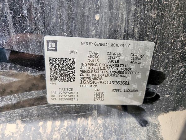 2018 CHEVROLET SUBURBAN LT — VINS