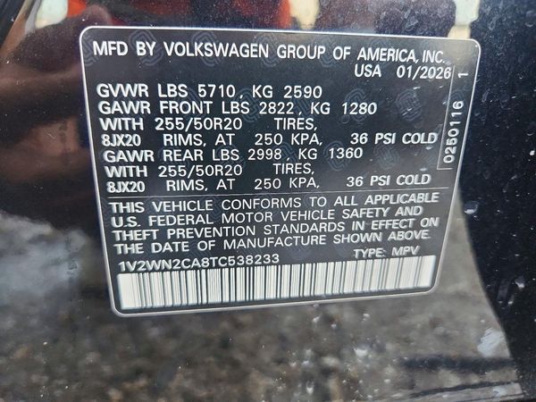 2026 VOLKSWAGEN ATLAS SE — VINS