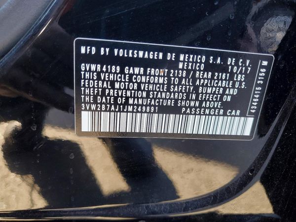 2018 VOLKSWAGEN JETTA S — VINS