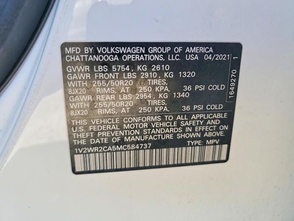 2021 VOLKSWAGEN ATLAS SE w/ Tech — VINS