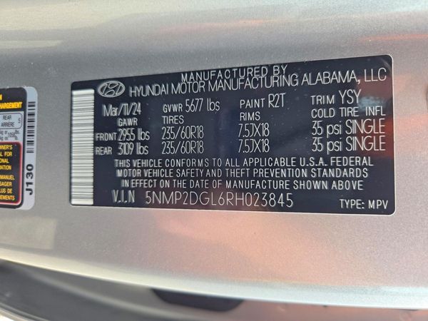 2024 HYUNDAI SANTA FE SEL — VINS