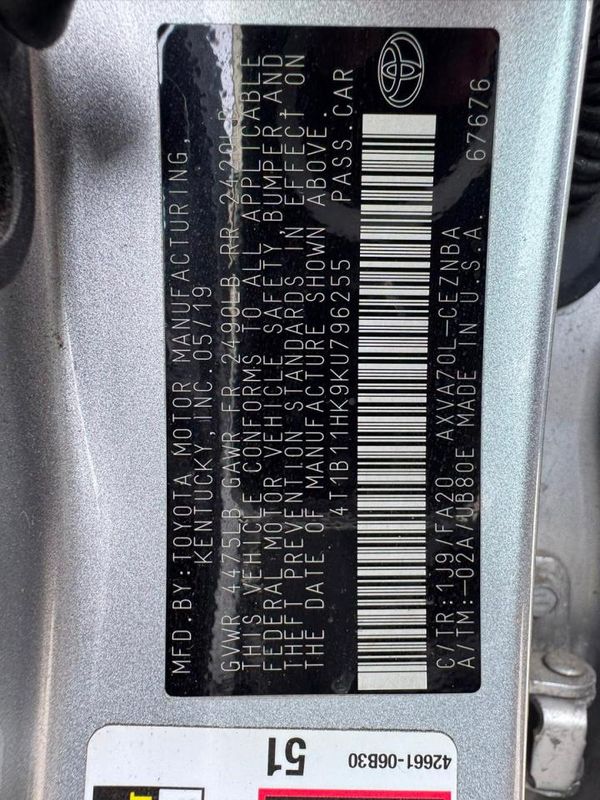 2019 TOYOTA CAMRY L/LE/SE/XLE