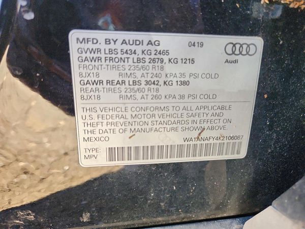2019 AUDI Q5 quattro Premium — VINS