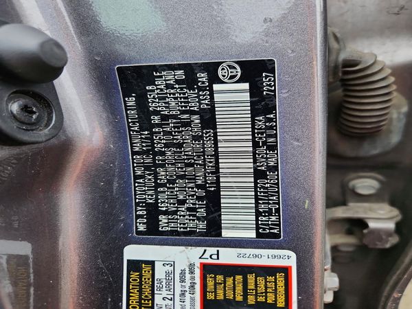 2015 TOYOTA CAMRY — VINS