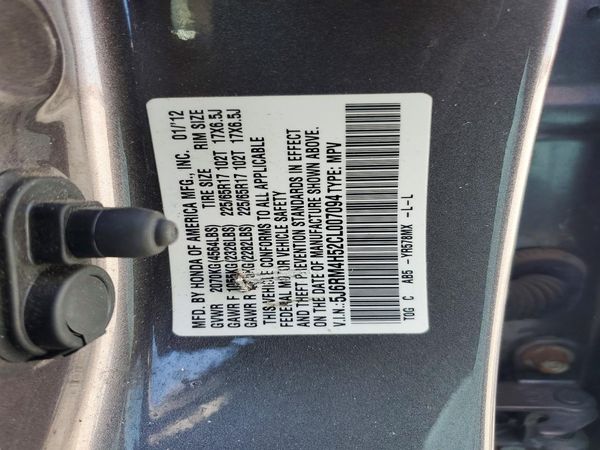 2012 HONDA CRV EX — VINS