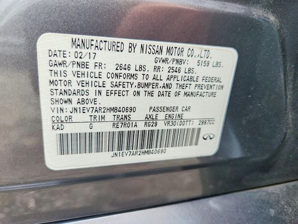 2017 INFINITI Q50 — VINS