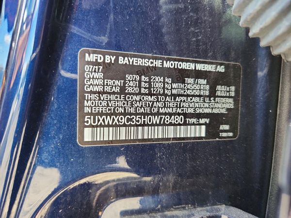 2017 BMW X3 xDrive28i — VINS