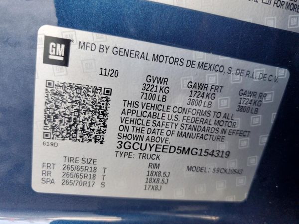 2021 CHEVROLET SILVERADO RST — VINS