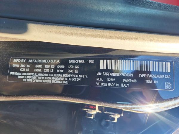 2019 ALFA ROMEO GIULIA TI AWD — VINS